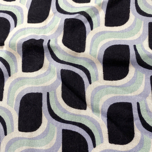 Large Square Scarf Soft Rayon Blend Black Blue White Mint Green Geometric 35" - Picture 3 of 6